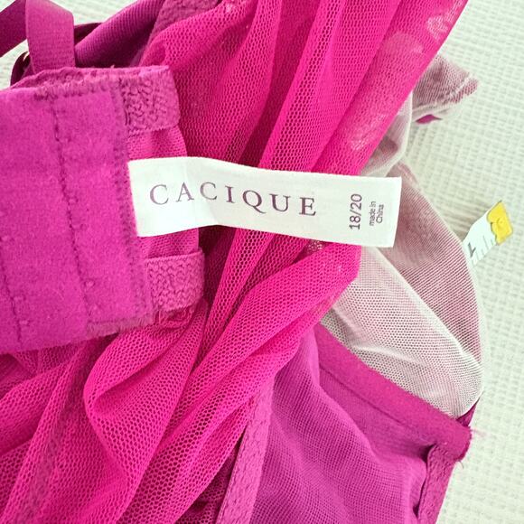Cacique fuchsia Unconventional lace babydoll 18 20 Plus Intimates Coquette Y2K - Picture 3 of 6